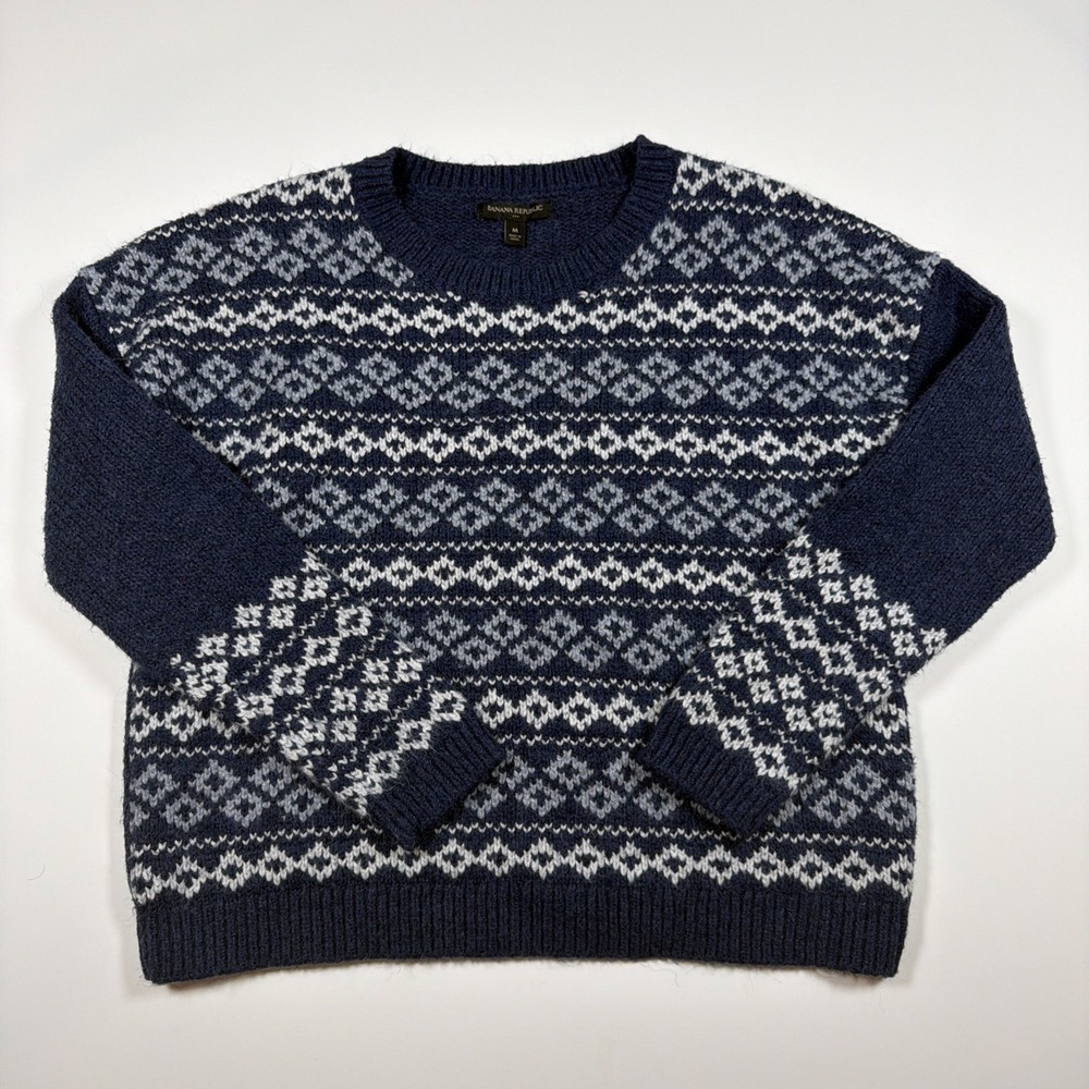 Banana Republic Cropped Pullover Patterned Sweater Long Sleeve Size Medium - Picture 1 of 6